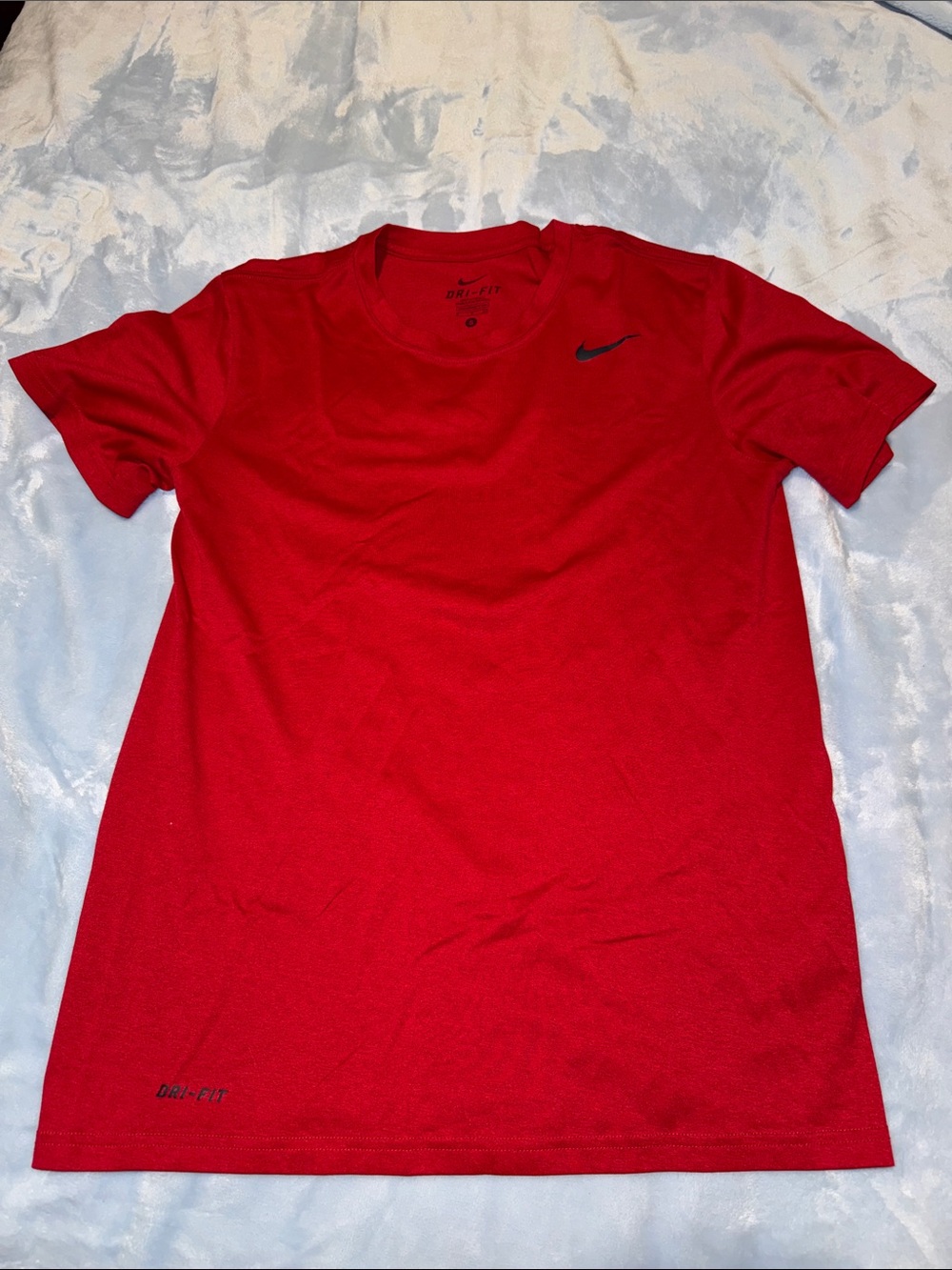 Nike Red Short Sleeve Dri-FIT Tee with Black Swoosh